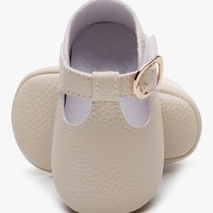 Cream Kids Shoes with Gold Buckle